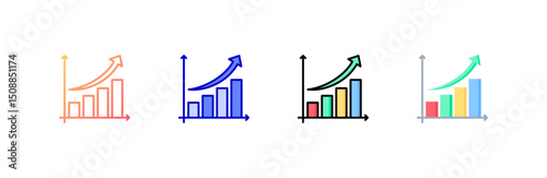 Bar Chart Icon set multiple style collection