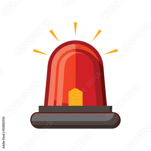 A simple vector illustration of a red siren emergency alert signal with bursting light beams