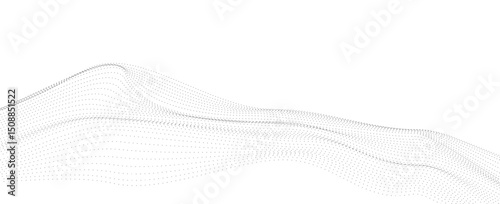 Abstract Grey Technology Wave Background. Futuristic Digital Particles for Data Visualization, Modern Network, and Business Design