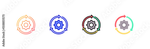 Process Icon set multiple style collection