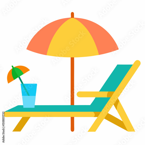 beach chairs and umbrella