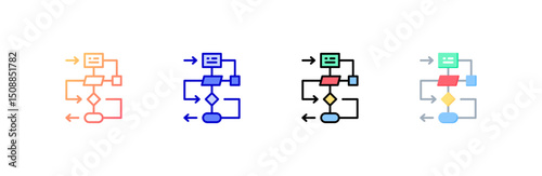 Flowchart Icon set multiple style collection