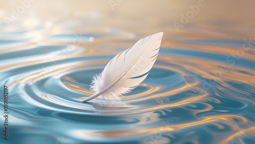 A feather is floating on the surface of a body of water