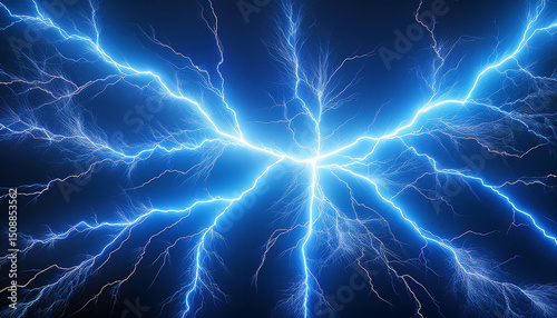 Wallpaper Mural blue lightning on dark background Torontodigital.ca