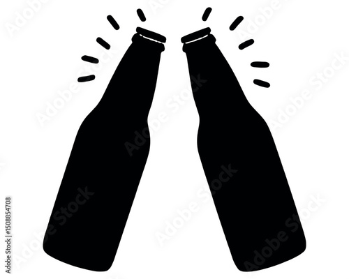 Beer bottles clinking silhouette
