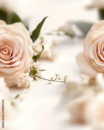 Seamless Pattern Beautiful soft pink roses with delicate blooms.