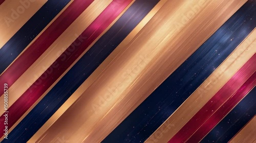 Abstract Video: Dynamic Diagonal Stripes of Gold, Navy, and Crimson with Subtle Sparkle