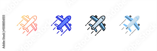 Airplane icon set multiple style collection