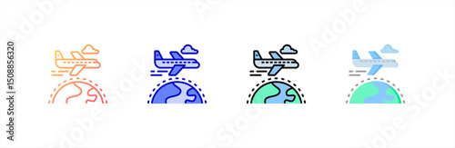 Flight icon set multiple style collection