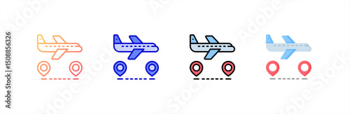 Travel icon set multiple style collection
