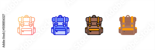 Backpack icon set multiple style collection