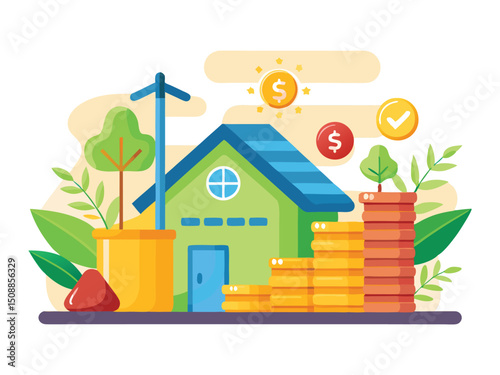 House investment savings growth concept illustration isolated on white background
