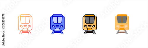 Train icon set multiple style collection