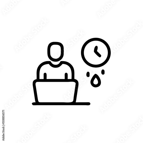 Person working on laptop with dripping timer illustration  