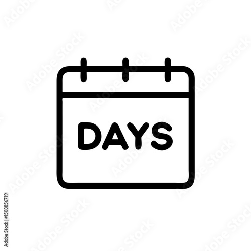 Simple calendar icon displaying the word 'DAYS' in black outline  