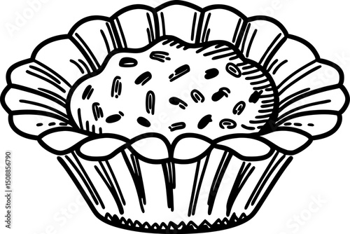 Illustration of a chocolate truffle in a decorative paper wrapper