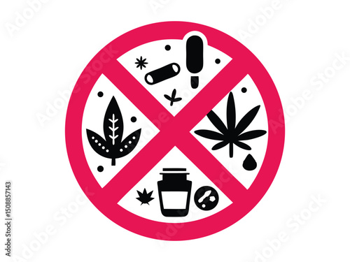 No drugs symbol prohibition sign isolated on white background
