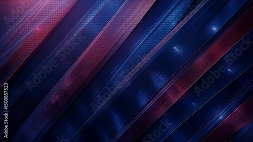 Abstract Video: Diagonal Blue and Red Textured Bands with Subtle Light Movement