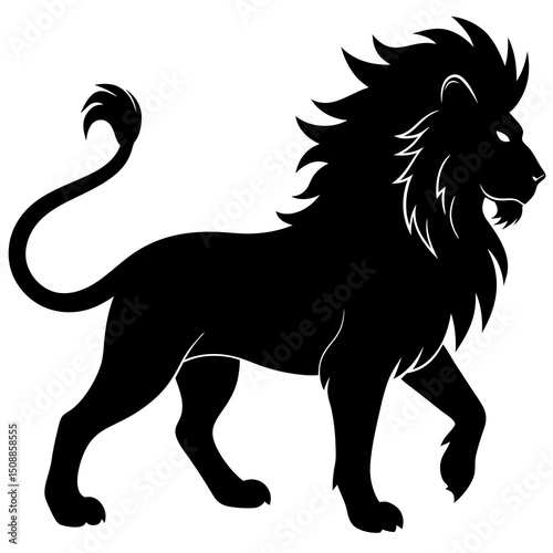 black lion vector illustration white background
