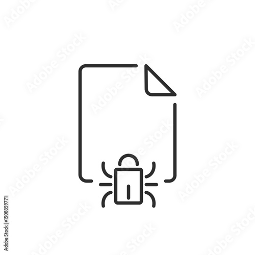This work safety icon prominently features a document adorned with a spider, which symbolizes the crucial protection against unwanted digital threats and potential data breaches that can occur online