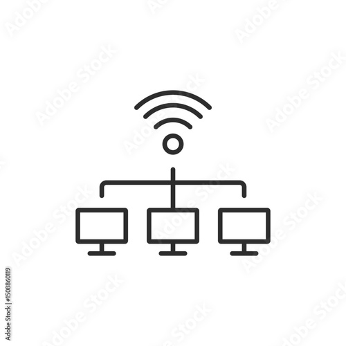 This icon represents network connectivity in a professional environment, emphasizing the importance of safe and efficient communication between devices and personnel in daily operations