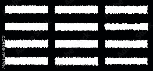 Chalk brush strokes vector set .Hand painted chalk brushes. Chalk texture rectangle stripes on white background.