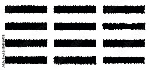 Set of paint brush stroke, grunge ink splash and watercolor texture set for social media background .Charcoal texture rectangle stripes on white background. vector illustration..