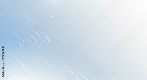 Abstract futuristic background with soft blue and white gradient, overlapping transparent geometric shapes and arrows pointing forward, clean and minimal style