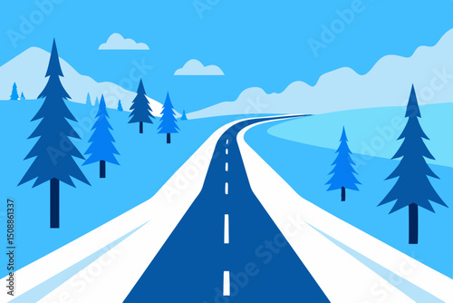 road in winter forest