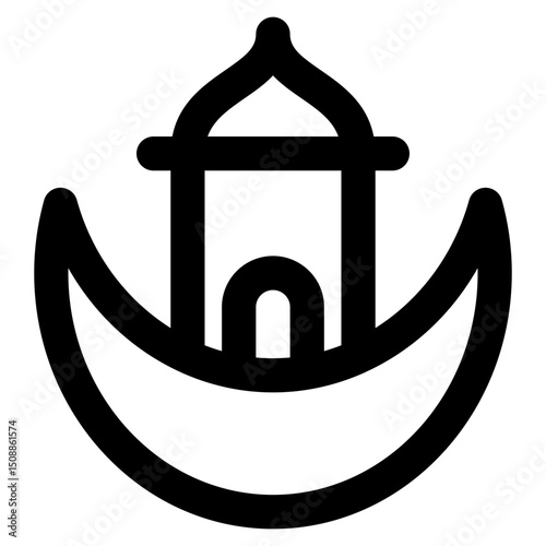 Canvas Print Moon mosque icon with line and simple style