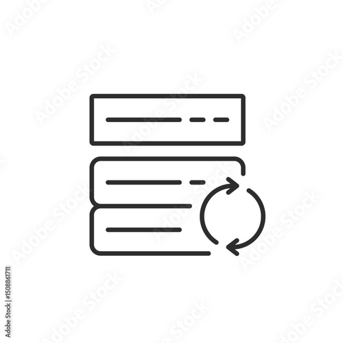 A contemporary icon that symbolizes essential elements of data management and security, showcasing the repetitive cycles involved in data handling aimed at improving safety and overall efficiency