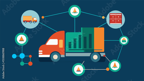 A datadriven algorithm is used to optimize routes for supply trucks minimizing transportation time and maximizing the impact of relief efforts.. Vector illustration