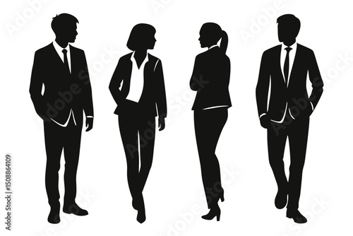 Business people silhouettes corporate team meeting