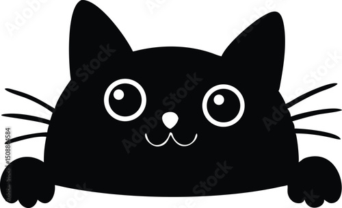 Adorable black cat peeking playfully cute kitten