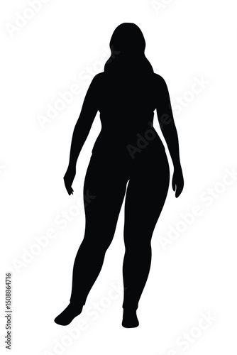 Woman silhouette walking casual pose body positive