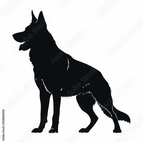 German shepherd dog silhouette standing profile