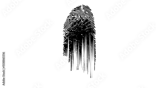 smudged fingerprint, black isolated silhouette