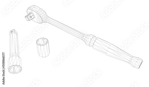 A set of tools are shown in a grid, with each tool having a different shape and size. Concept of organization and order, as the tools are neatly arranged in rows