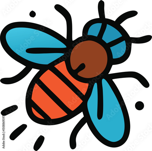 Bee with orange stripes. Perfect for naturethemed designs, educational resources, conservation materials, insectrelated projects, and summerthemed graphics