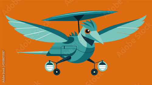 A bioinspired aerial vehicle modeled after the agile and efficient movements of a bird able to navigate through tight spaces and land gracefully on building tops.. Vector illustration