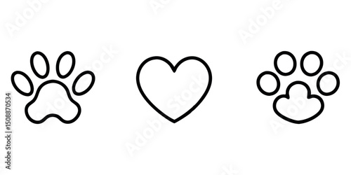 Paw prints heart love pet animal design elements