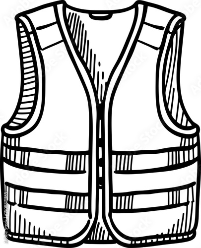 safety vest illustration high visibility reflective workwear, industrial job protection equipment, safety garment icon