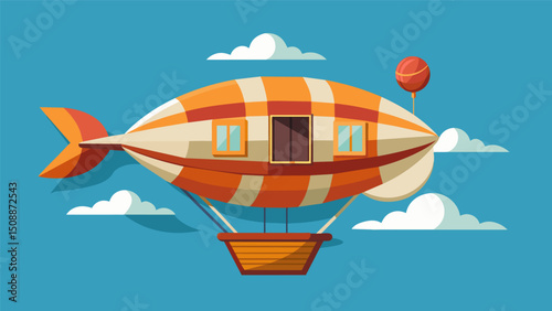 A miniature dirigible inspired by traditional hot air balloon designs providing a more ecofriendly and leisurely mode of transportation for urban sightseeing.. Vector illustration
