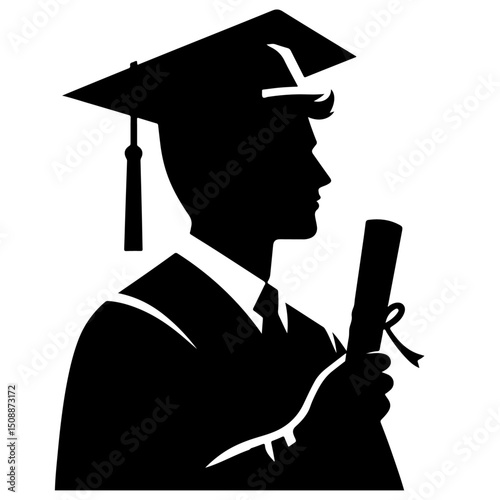 Graduate with Diploma Silhouette for Education and Achievement Design