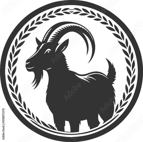 Farm animal vector silhouette of a goat