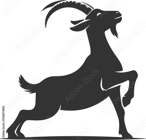 Farm animal vector silhouette of a goat
