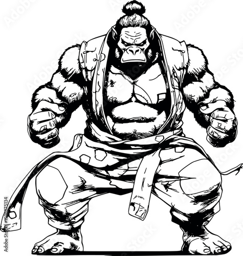 enormous gorilla, fat, sumo wrestler, freestyle for tattoos