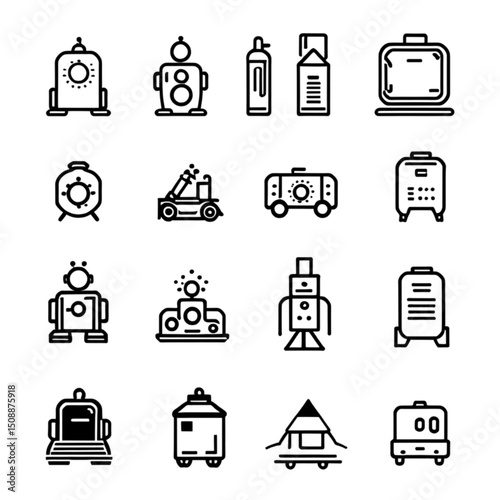 掃除ロボットと機械アイコン｜Cleaning Robots and Equipment Icons