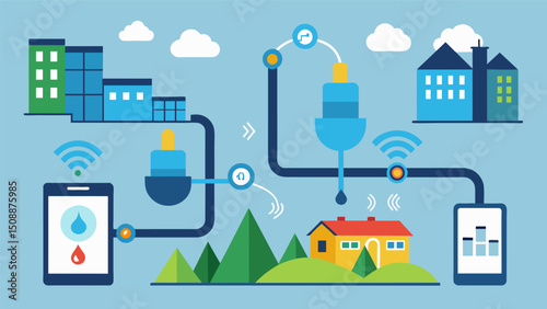 A datadriven leak detection system that identifies and mitigates leaks in municipal water pipes before they escalate.. Vector illustration
