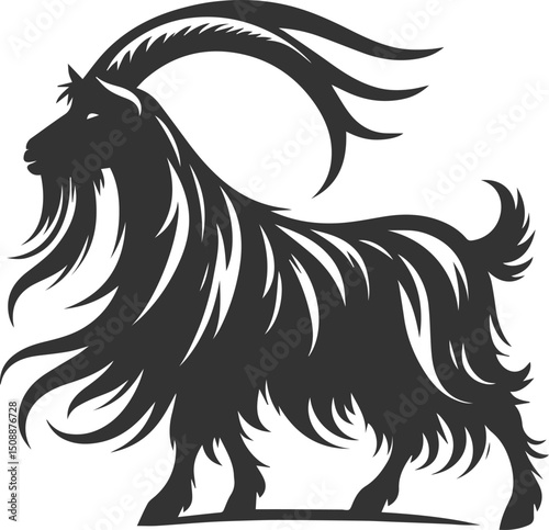 Farm animal vector silhouette of a goat